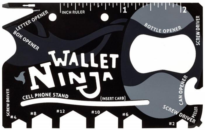 Multifunkční ocelová karta Wallet Ninja 18v1
