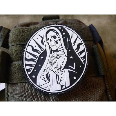 Náhledová fotky Nášivka SANTA MUERTE plast velcro ČERNÁ/BÍLÁ