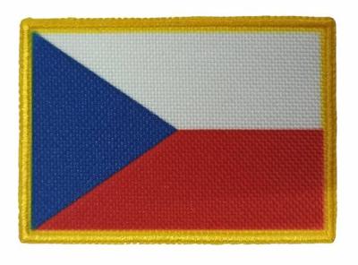 Náhledová fotky Nášivka vlajka ČR barevná se zlatým okrajem
