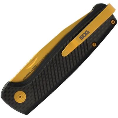 Nůž SOG zavírací TERMINUS SJ LTE Carbon ZLATÝ