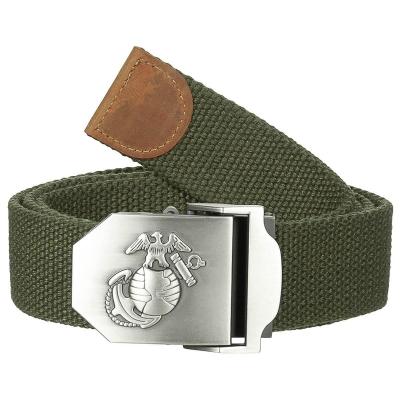 Náhledová fotky Opasek 4cm se stříbrnou sponou USMC ZELENÝ