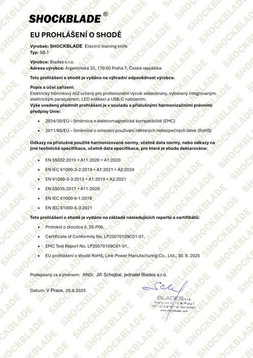 Tréninkový nůž SHOCKBLADE - reálný trénink proti noži